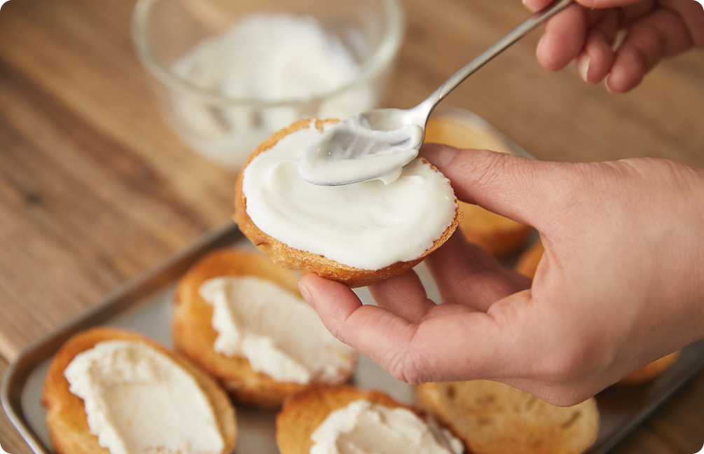 作り方③リコッタ風クリームを塗る イメージ画像②