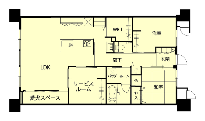キッチン中心の回遊動線で開放的なLDKが誕生 after